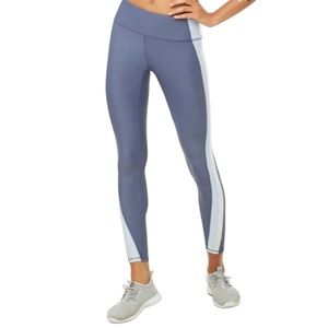 Slate Metallic Stripe Athletic Leggings NWT M Athleisure Blue NEW